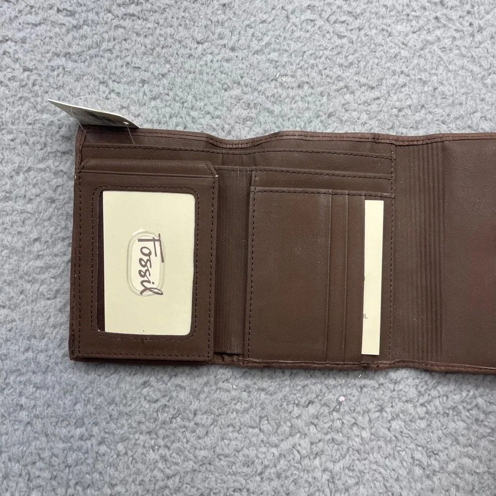 Fossil SL2659206 Womens Glove Flap Multi Espresso Brown‎ Leather Trifold Wallet